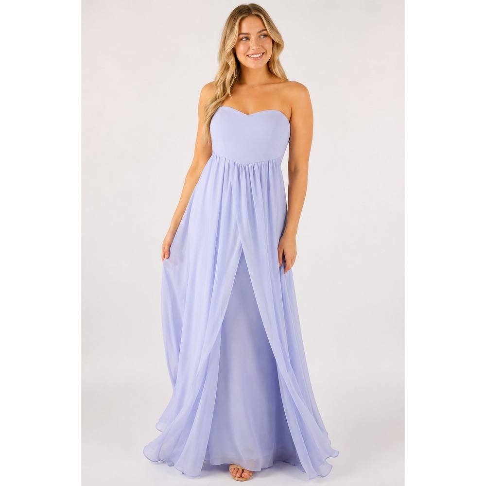 JJ's House Lavender Maxi Dress J16 Pastel Chiffon Strapless Prom‎ Formal Wedding